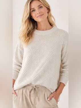 Nordstrom Ivory Textured Crewneck Sweater